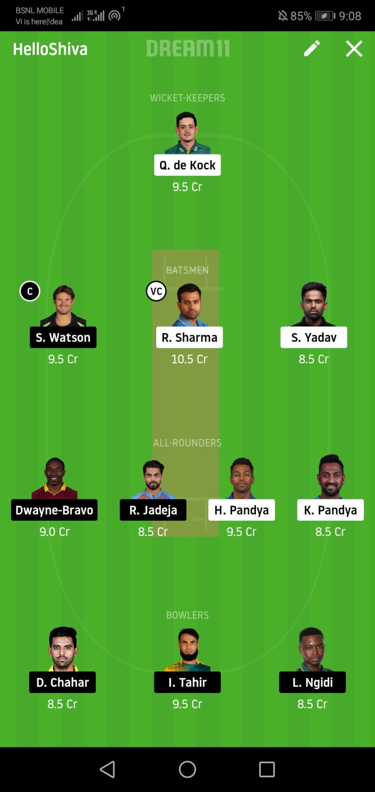 IPL T20 MI Vs CSK Team Predictions For Dream11 Or My11circle 2020